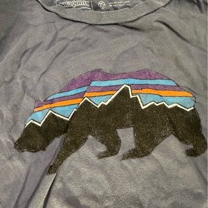 Patagonia slim fit organic cotton t shirt bear graphic blue medium